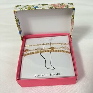 Laundry By Shelli Segal Anklet Gift Box NEW 9" Set of Three Gold Tone